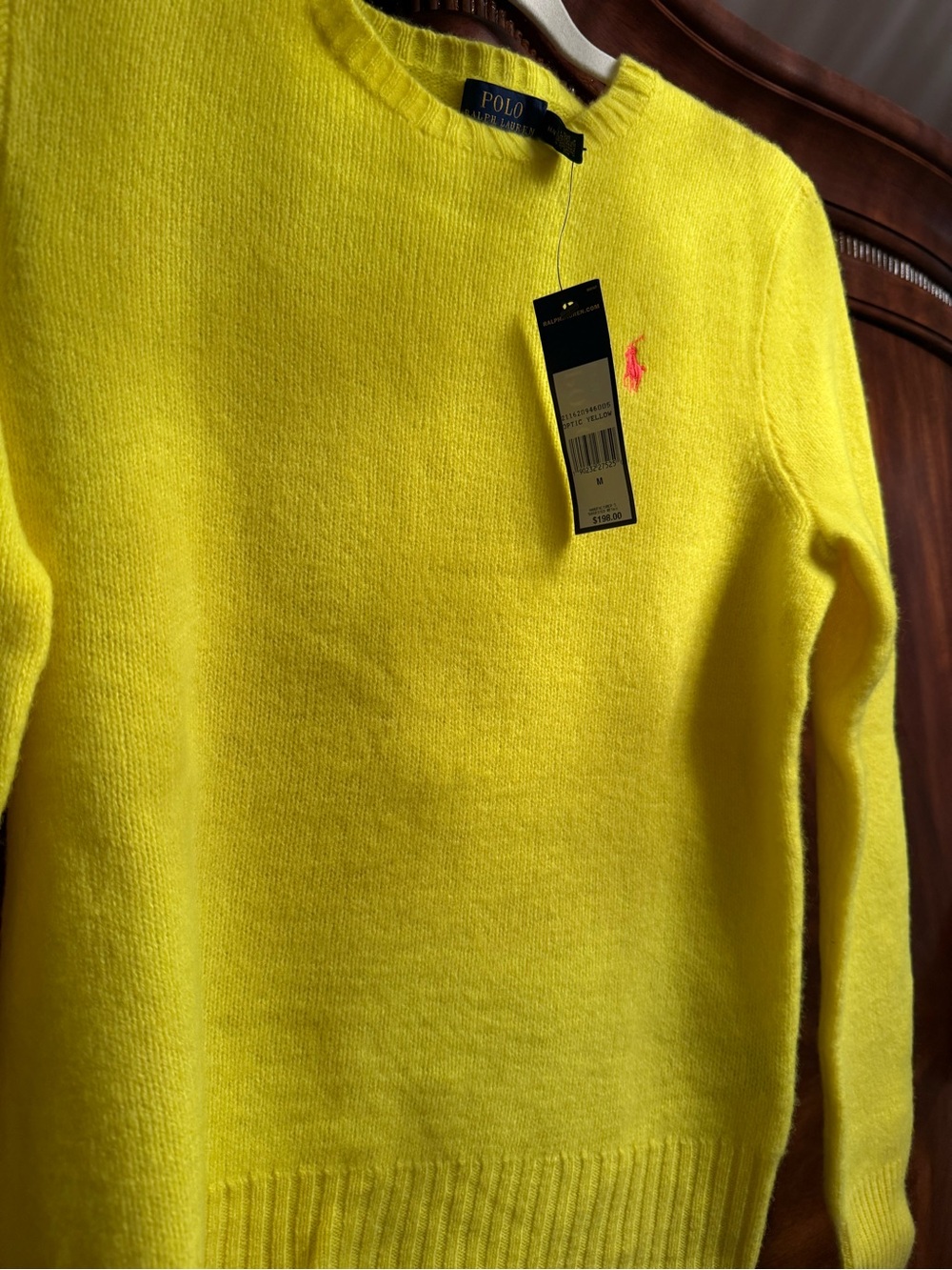 Ralph Lauren Yellow Crewneck Sweater with Pink Pony - Picture 3 of 3